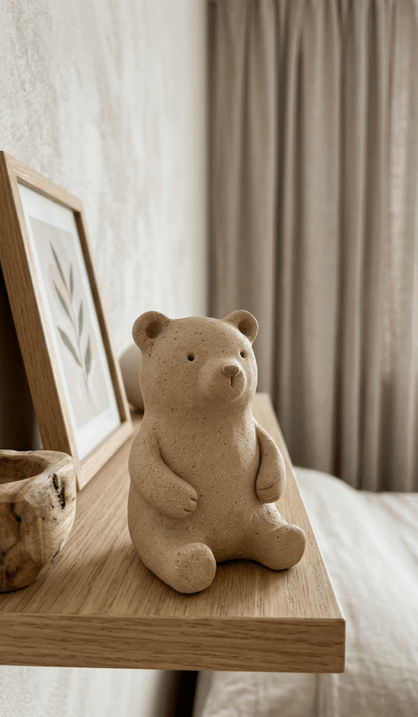 Cute Handmade Air Dry Clay Bear Figure