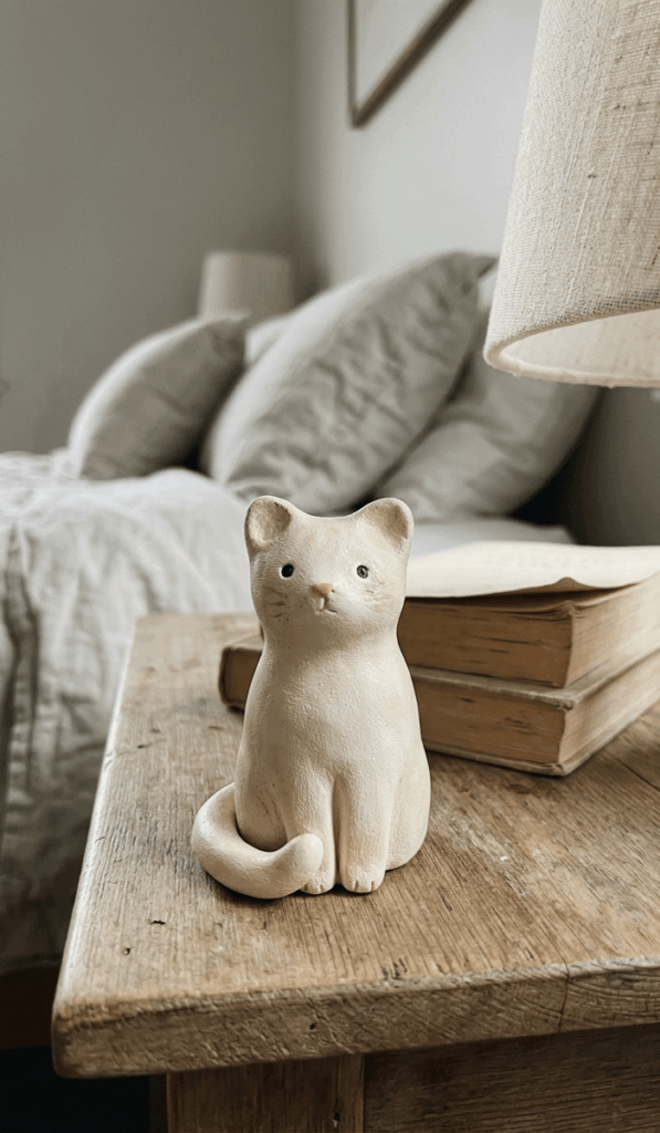 Cute Handmade Air Dry Clay Cat Decor