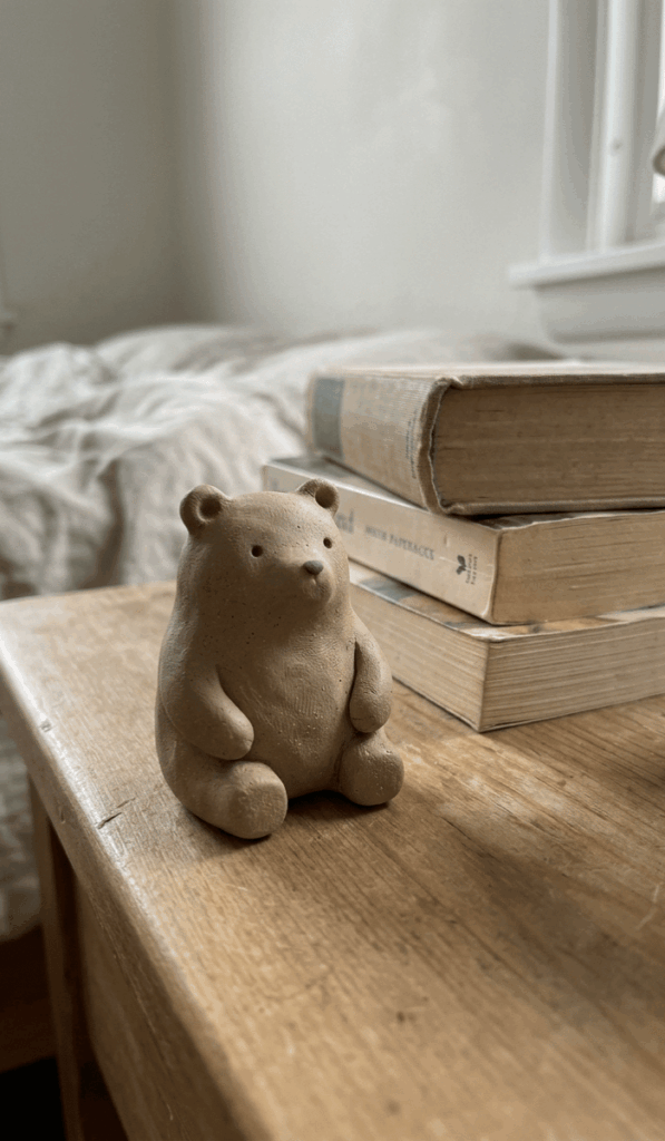 Cute Handmade Clay Bear Figurine