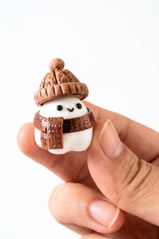 Cute Little Polymer Clay Snowman Image