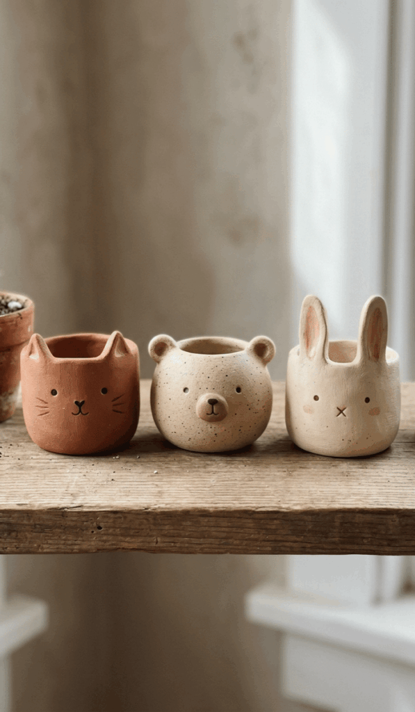 Cute Mini Animal Clay Pot Decorations