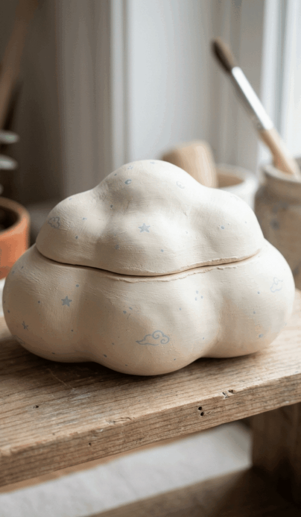 Cute Pastel Cloud Clay Container