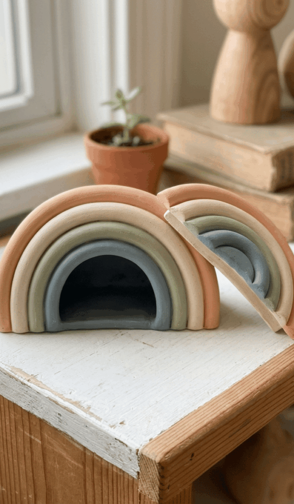 Cute Rainbow Arch Clay Container