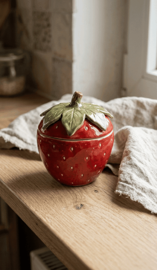 Cute Strawberry Clay Storage Container