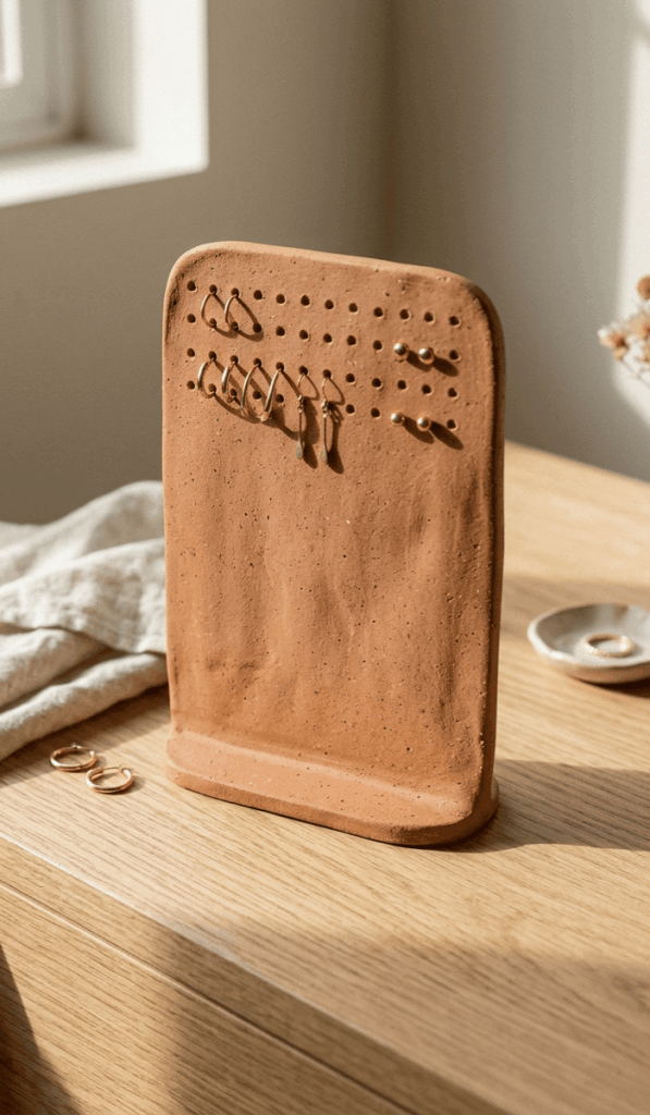 Earthy Terracotta Clay Earring Holder