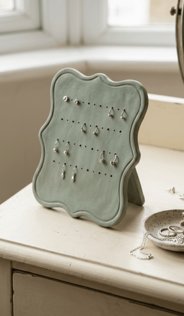 Elegant Scalloped Clay Earring Holder