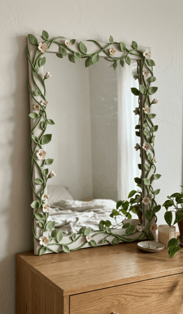 Floral Vine Foam Clay Mirror