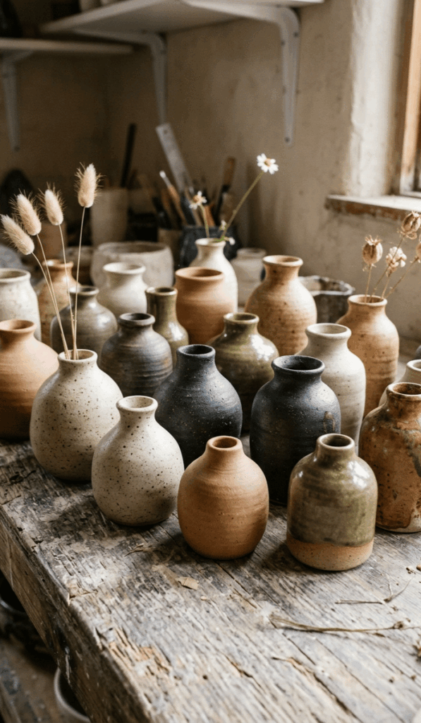 Handmade Clay Bud Vase Collection