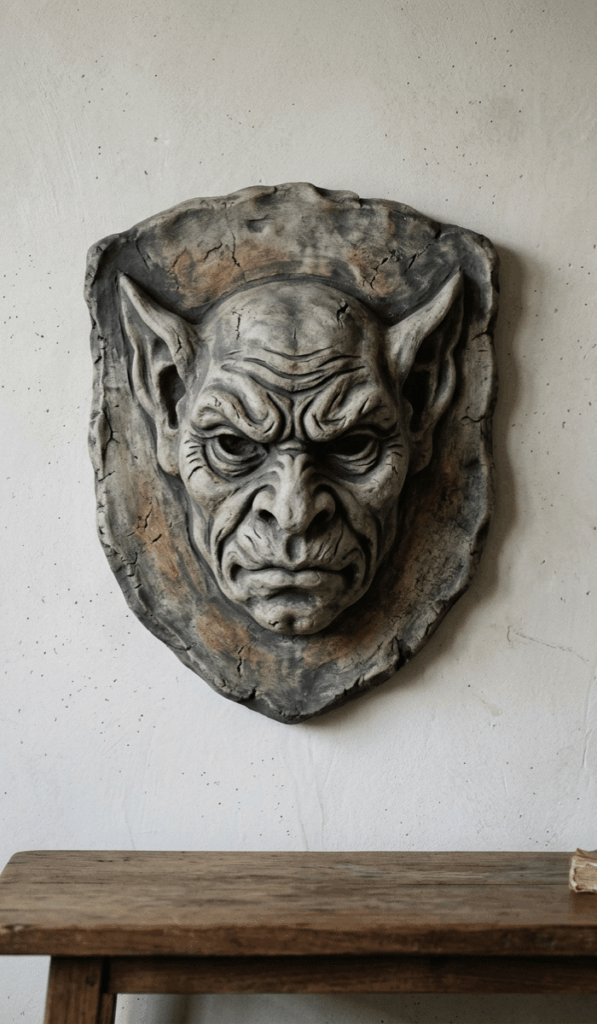 Handmade Clay Gargoyle Wall Plaque