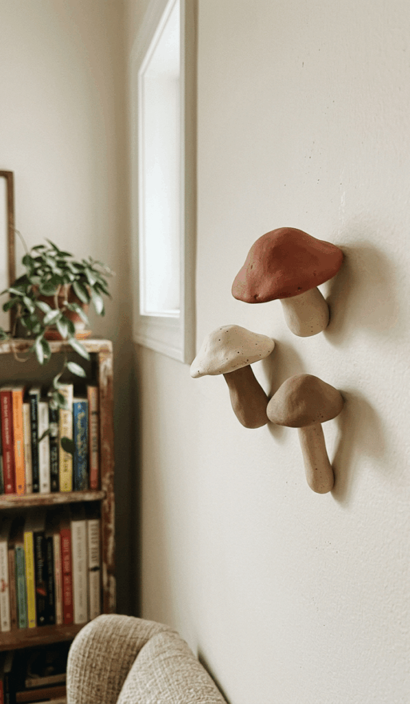 Handmade Clay Mushroom Wall Decor