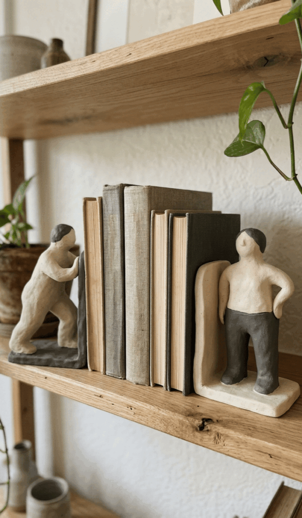 Handmade Clay People Bookends