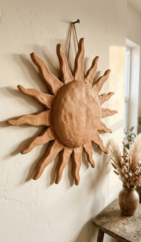 Handmade Clay Sun Wall Decor