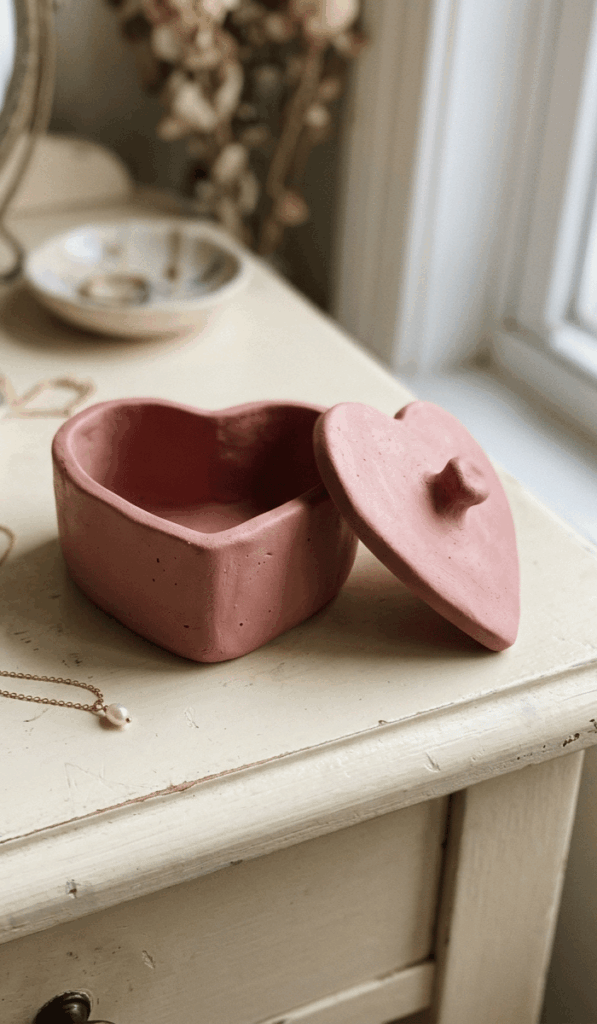 Handmade Heart-Shaped Clay Container