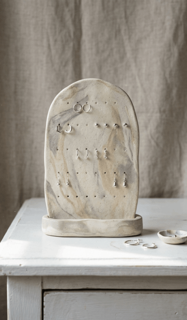 Marble Effect Clay Earring Holder