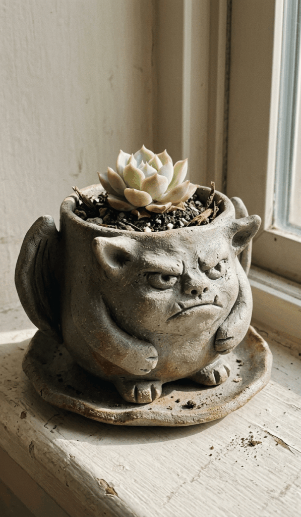Mini Clay Gargoyle Planter Ideas