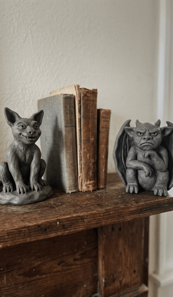 Mini Clay Gargoyle Shelf Decor Pair