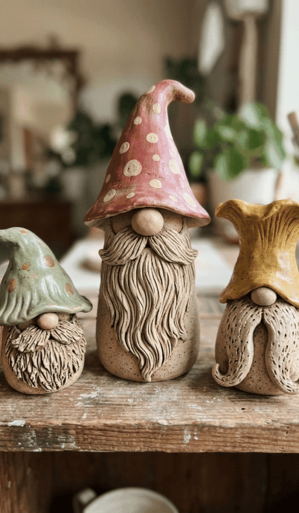 Mini Mushroom Clay Gnome Family