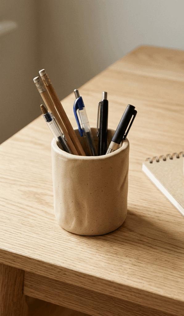 Minimalist Beige Clay Pen Holder