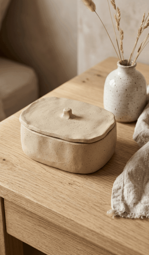 Minimalist Beige Clay Trinket Box