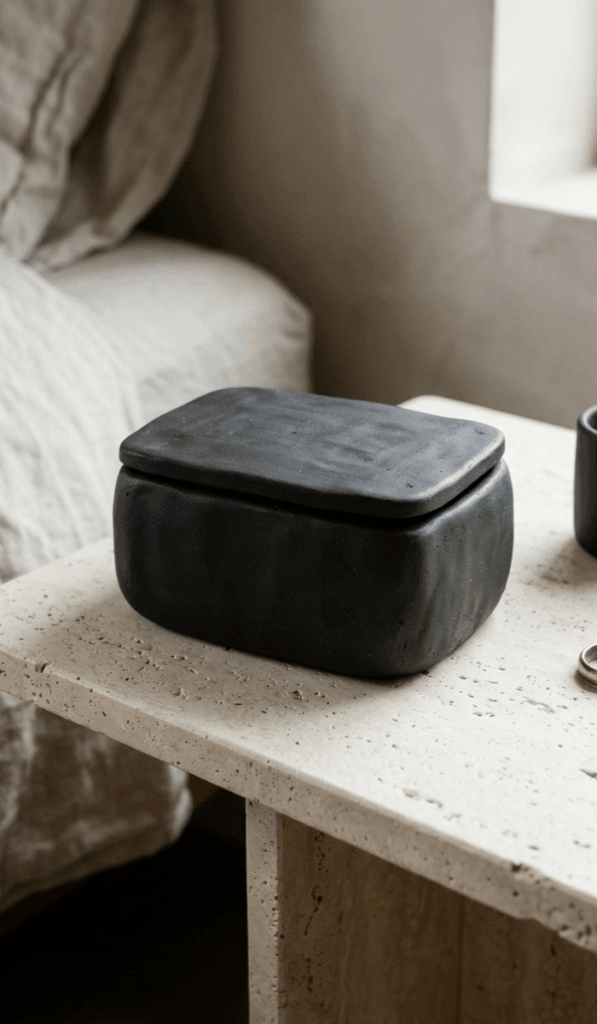 Minimalist Black Clay Trinket Box