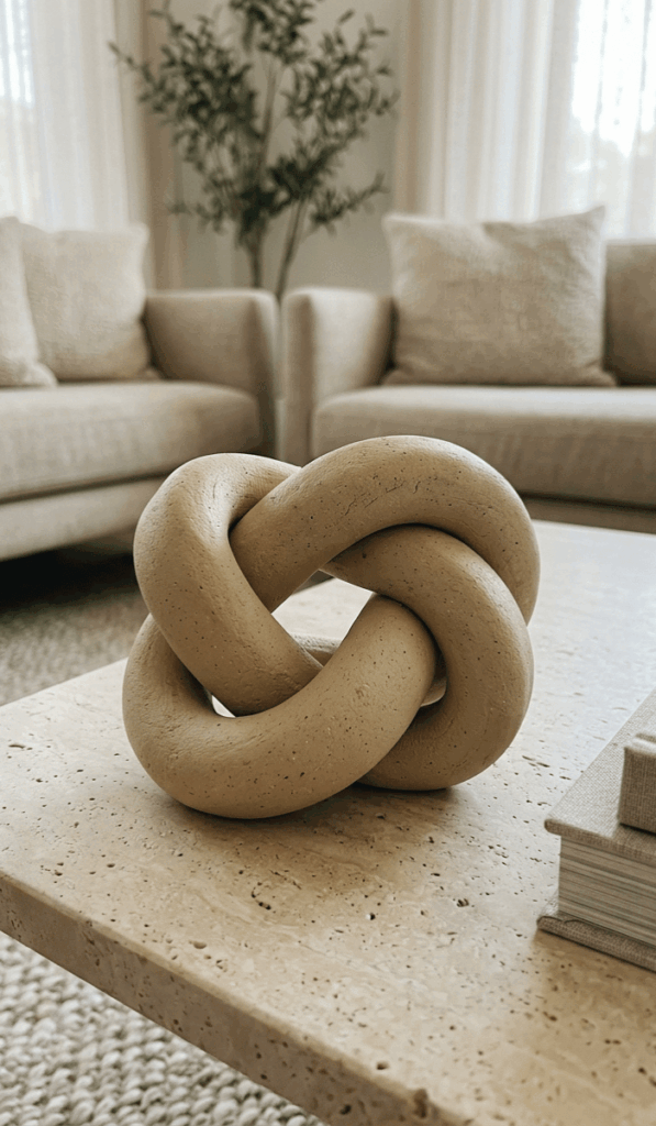 Minimalist Clay Knot Sculpture Decor