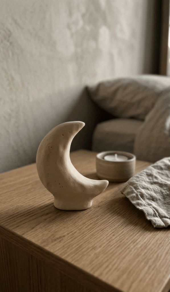 Minimalist Clay Moon Figurine