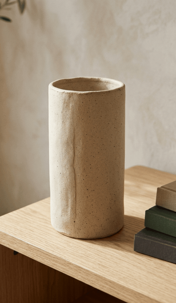 Minimalist Cylindrical Clay Slab Vase
