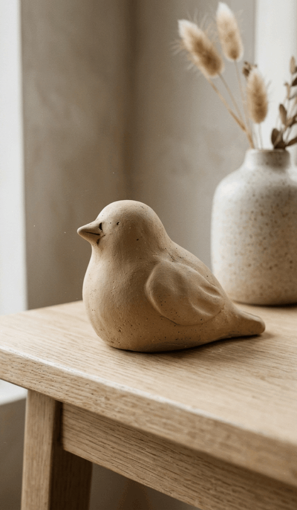 Minimalist Handmade Clay Bird Decor