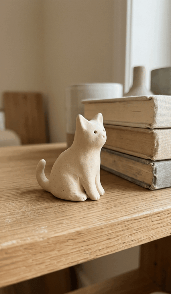 Minimalist Small Clay Cat Decor