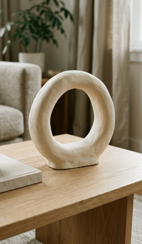 Modern Abstract Loop Clay Sculpture
