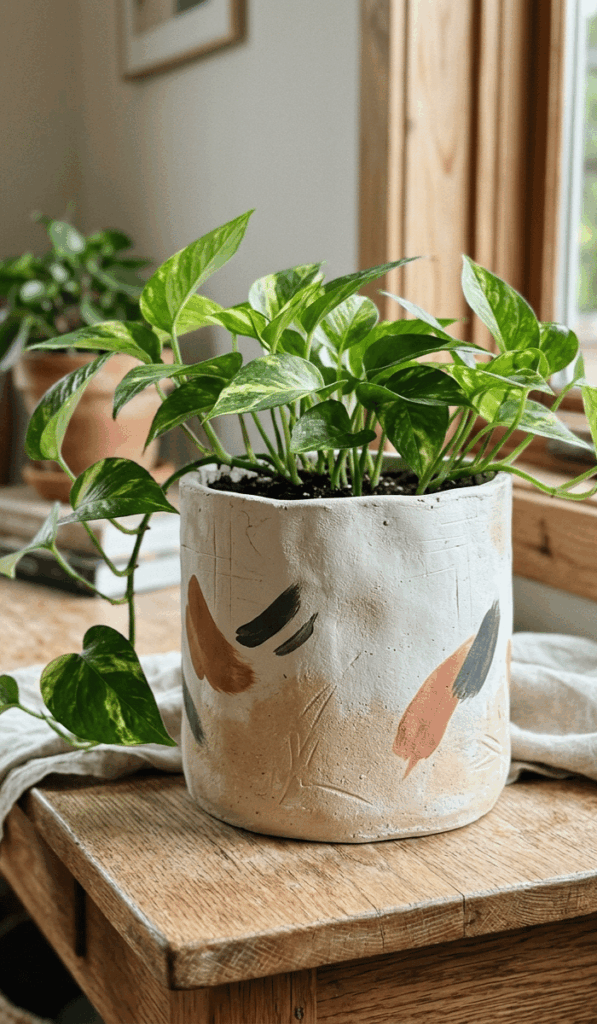 Modern Air Dry Clay Plant Pot Cover