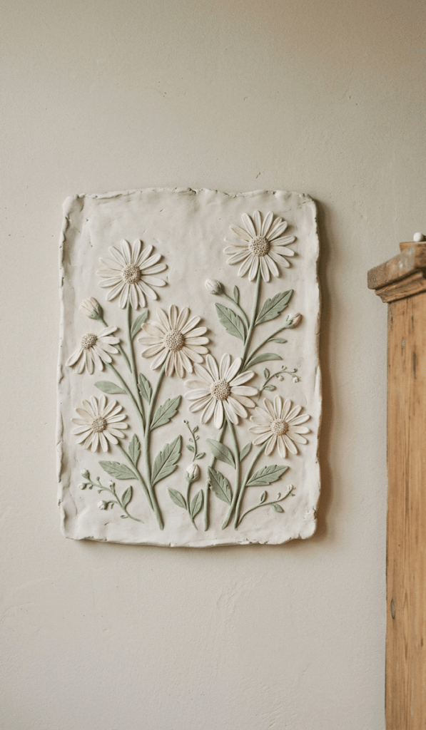 Modern Clay Floral Wall Relief