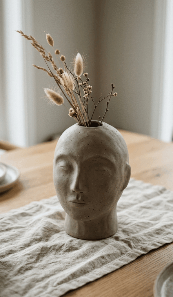 Modern Clay Head Vase Decor