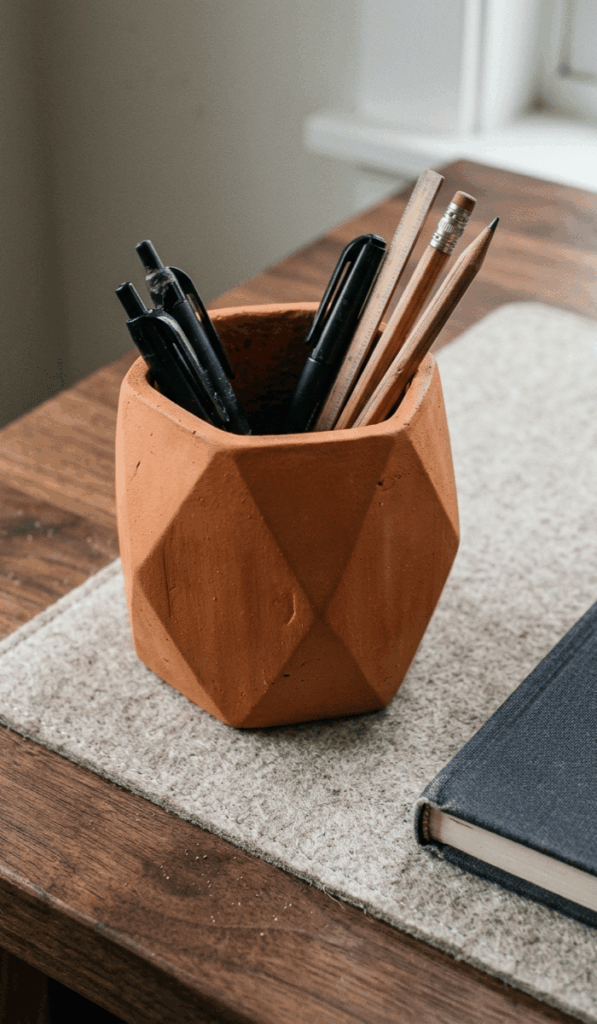 Modern Geometric Terracotta Pen Holder