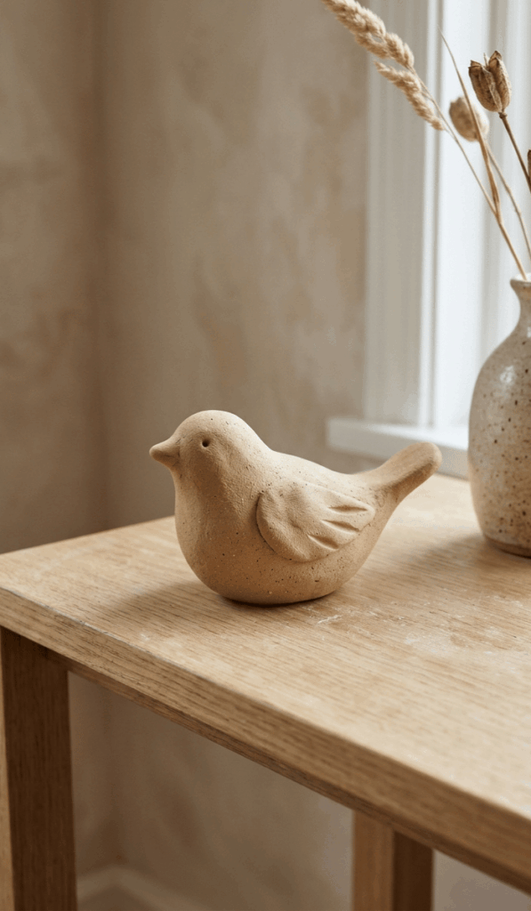 Modern Handmade Clay Bird Figurine