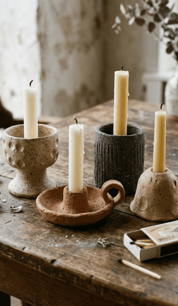 Modern Handmade Clay Candle Holders