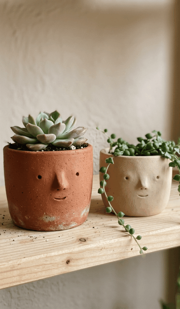 Modern Mini Clay Face Planters