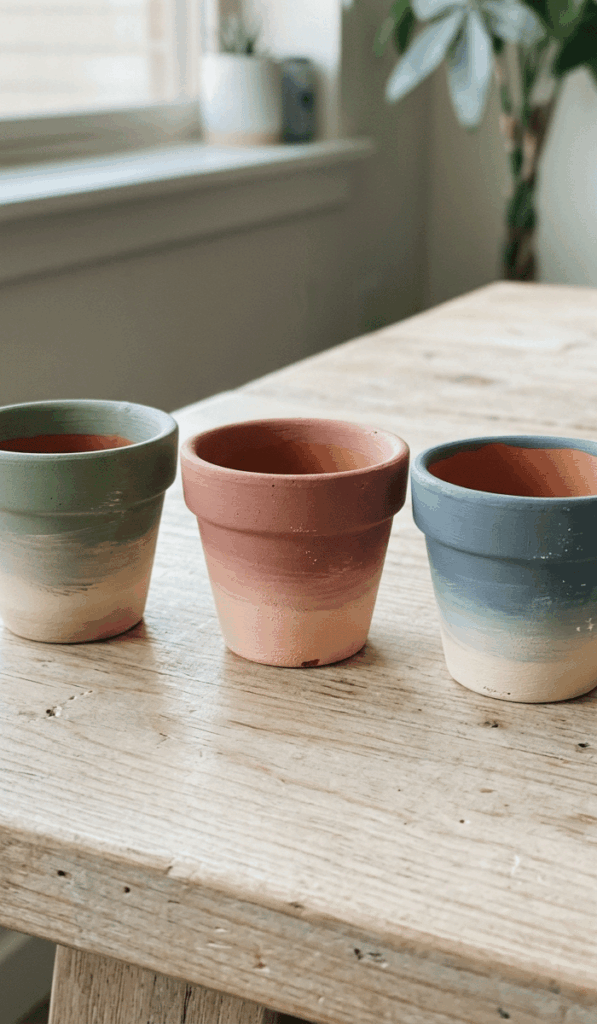 Modern Ombre Mini Clay Pot Decor