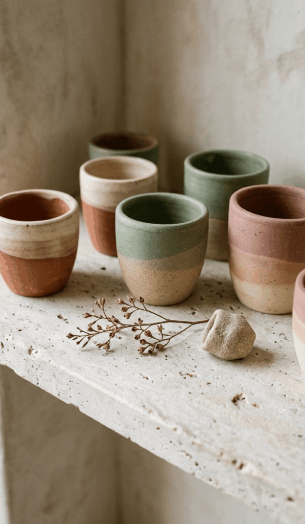 Modern Ombre Mini Clay Pot Decor