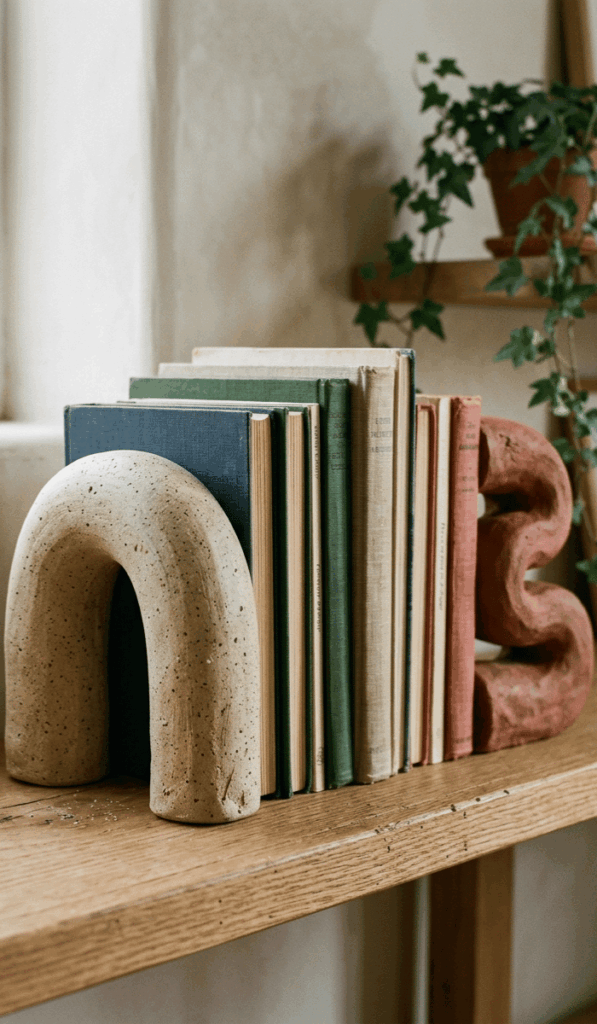 Modern Sculptural Clay Bookends