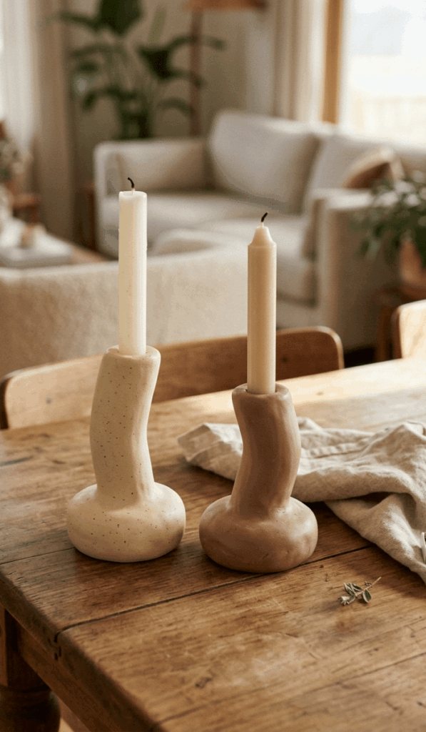 Modern Sculptural Clay Candle Holders