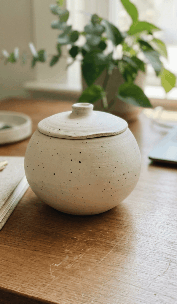 Modern Speckled Clay Storage Container