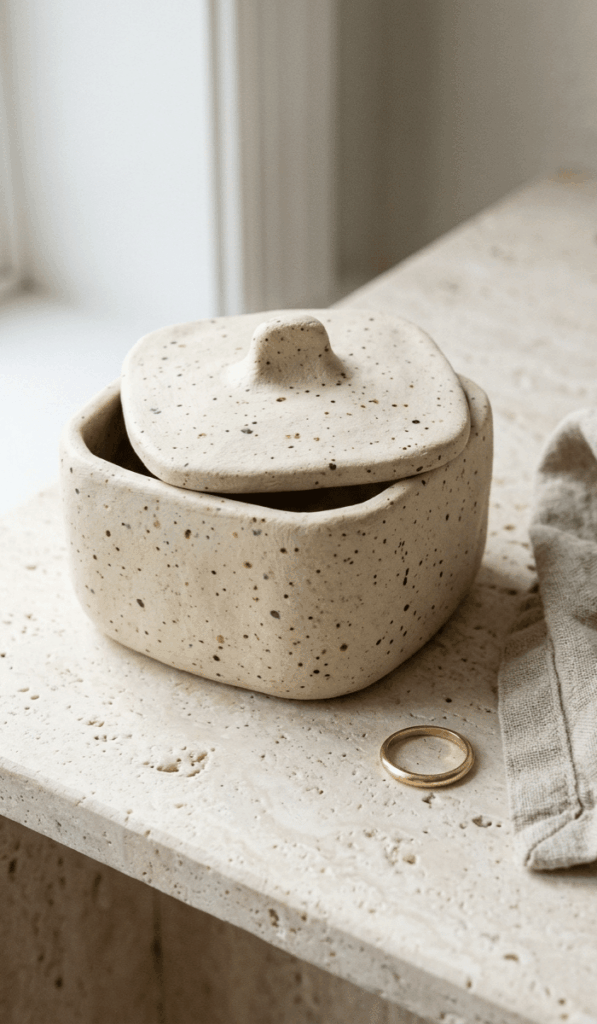 Modern Speckled Clay Trinket Box