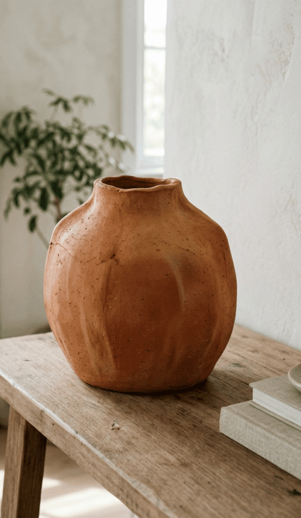 Modern Terracotta Clay Slab Vase