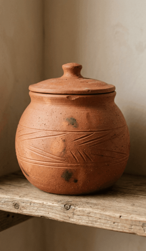 Modern Textured Terracotta Clay Jar