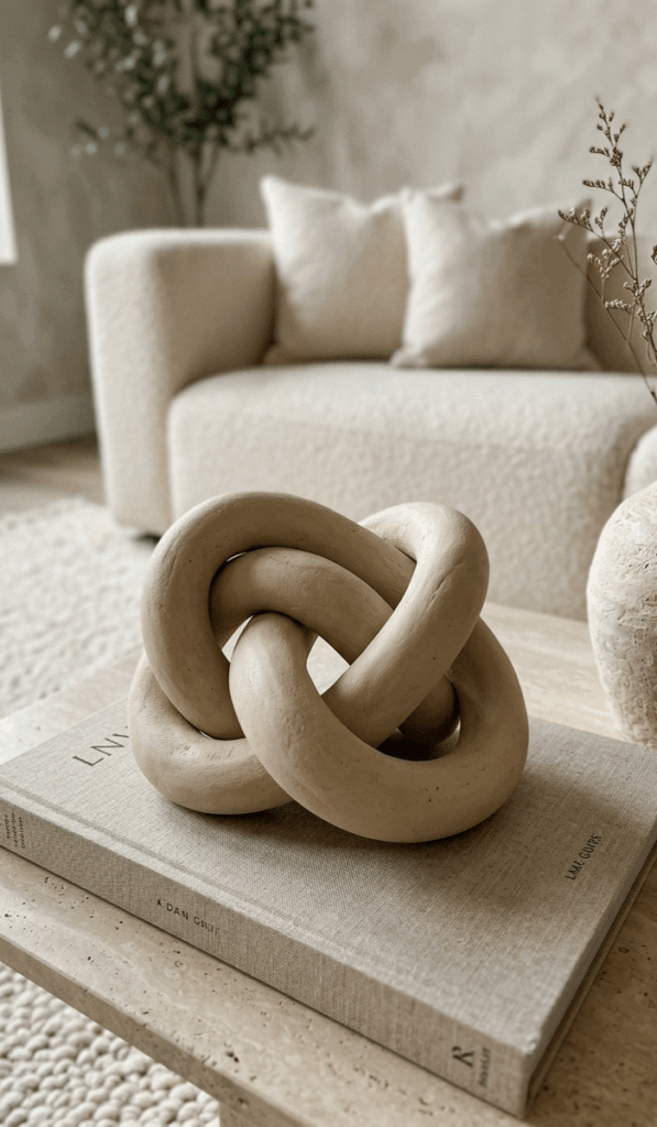 Modern Twisted Clay Knot Sculpture