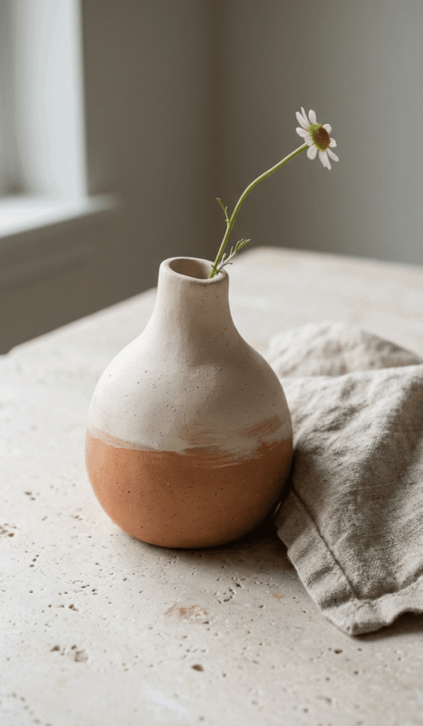Modern Two-Tone Clay Bud Vase