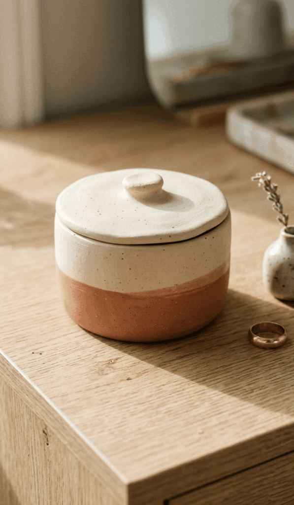 Modern Two-Tone Clay Trinket Box