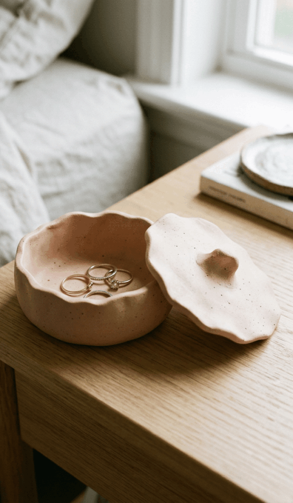 Modern Wavy Edge Clay Trinket Container
