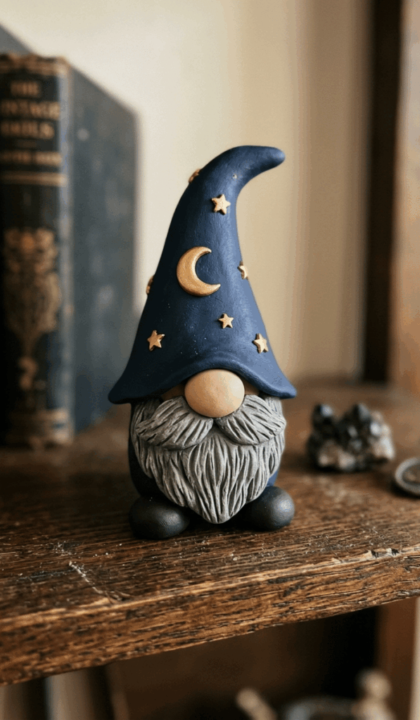 Moon and Stars Clay Gnome Decor